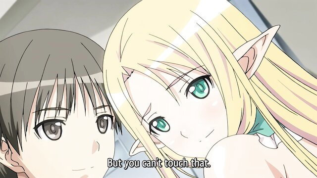 Horny anime elf girl teases in classroom with boyfriend