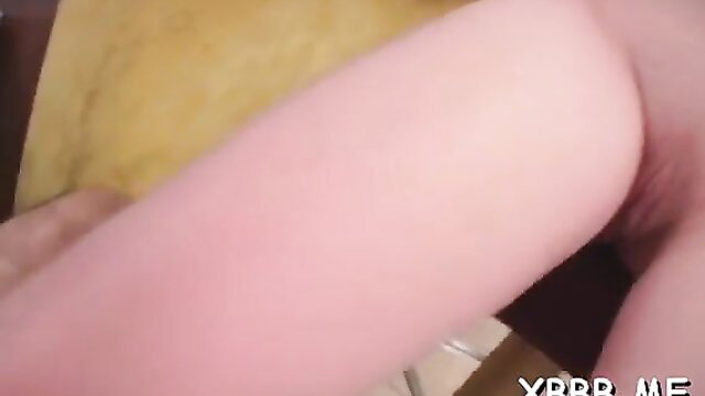 Racy maiden's pale thick thigh spread wide in slutty exploration