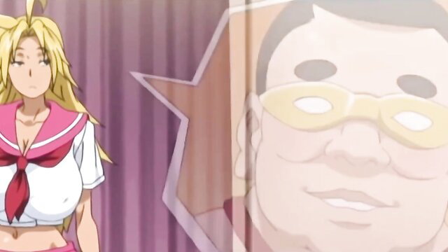 Blonde hentai schoolgirl with huge tits and suited man overlay threesome preview