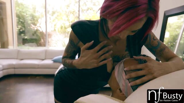 Anna Bell Peaks big tits tied up, client gropes her in lingerie