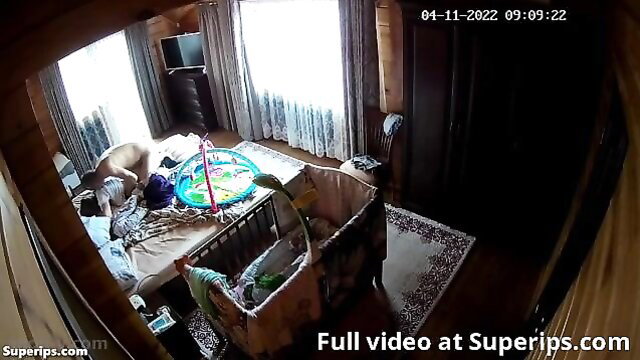 Young German mom brutally fucked in crib on IPCAM spy cam