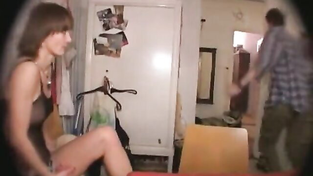 German scat amateur woman in sheer dress with man approaching