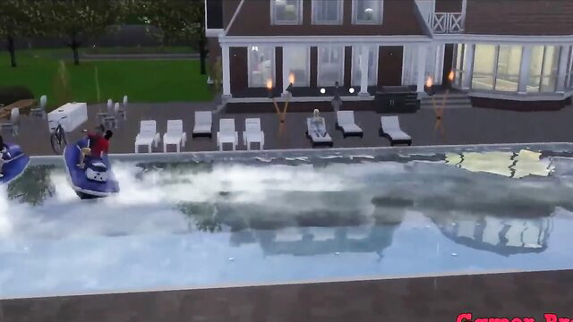 Naruto hentai: Madara dominates Tsunade on jetski in wild pool anal