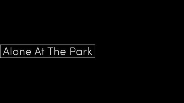 Little Puck alone at park in black top, seductive outdoor tease