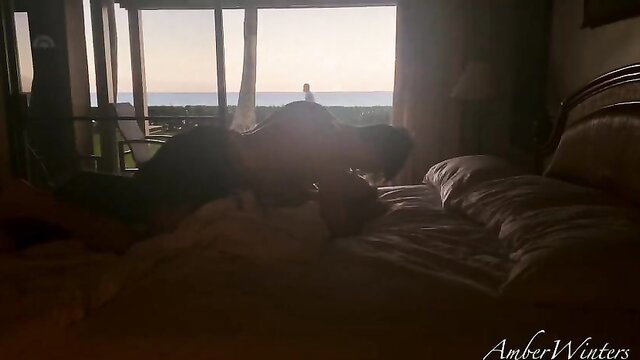 Amber Winters romantic nude beach silhouette on bed