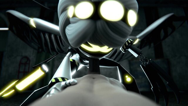 POV closeup of robotic hentai girl giving blowjob, glowing eyes, 4K