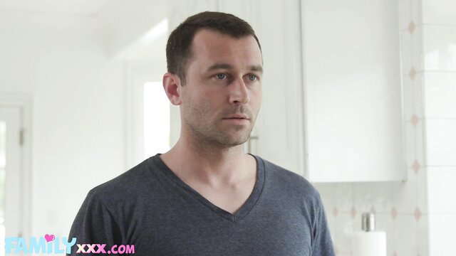 Tiffany Watson's stepbrother in kitchen, hot taboo tease