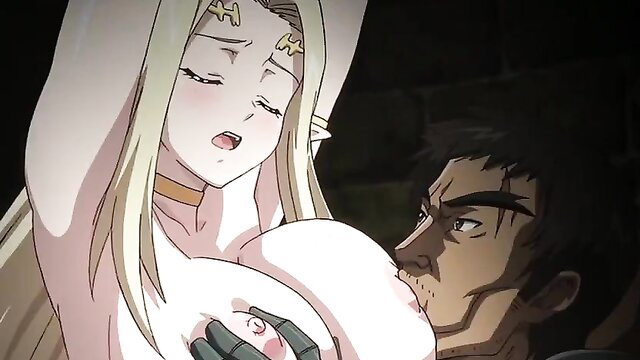 Blonde anime hentai girl with huge tits gets facefucked in Kuroinu Ep.5