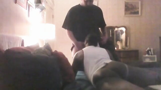 White thug unloads on black crossdresser's face in hot finish