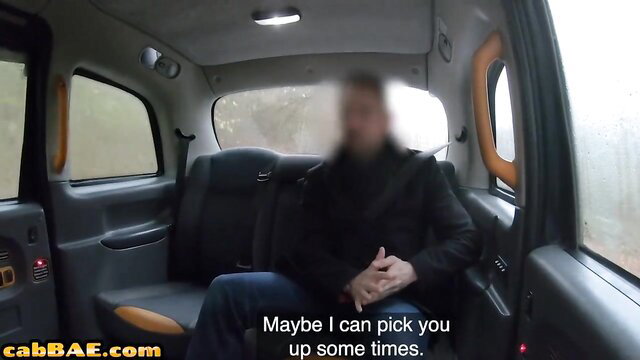 Blurry man in London taxi offers pickup to amateur anal slut