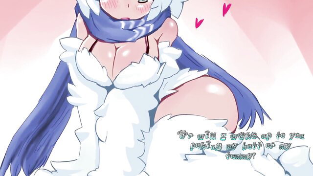 Blushing white-haired yeti girl in lingerie teases butt poke fun JOI