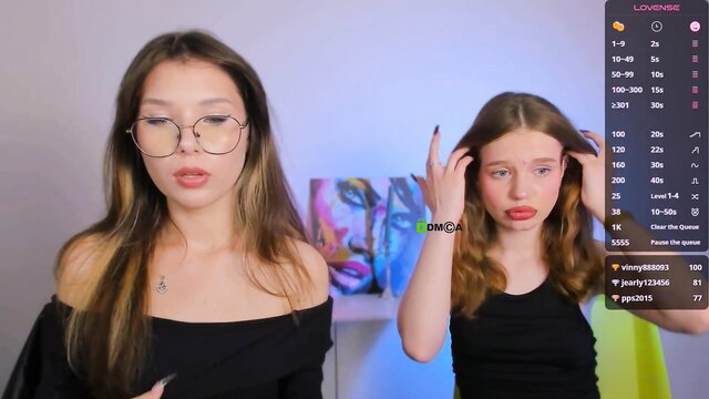 Claire_soft and friend shy teen cam show with Lovense, glasses, long hair