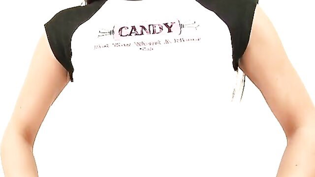 Teen in Candy top and pink heels teases in kitchen ready for games