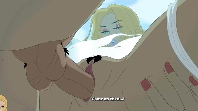 Blonde MILF cartoon begs for cum on tits in cop screw parody