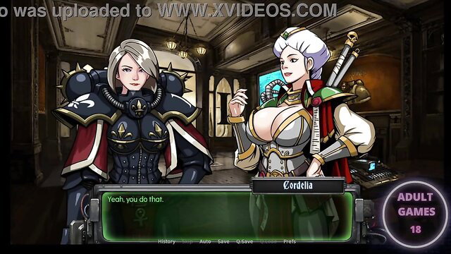 Busty Warhammer 40k Inquisitor and recruit in sexy armor hentai