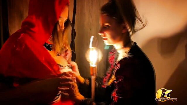 Bailey Ryder as Red Riding Hood with girlfriend in Halloween lewd scene