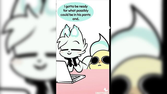 Cute white fox furry teases what's in his pants, softcore animated porn