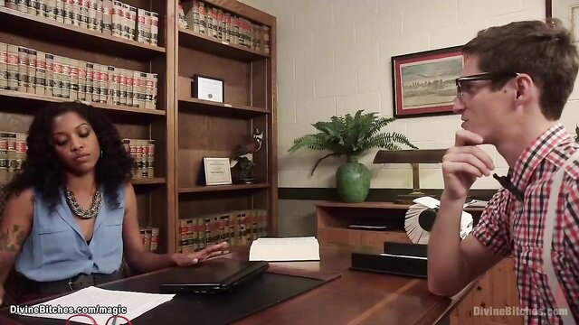 Black therapist Lotus Lain with patient Tony Orlando in office