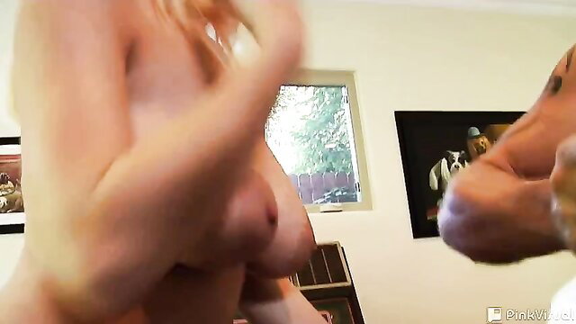 Busty teen seduced by couple, hands groping big tits POV