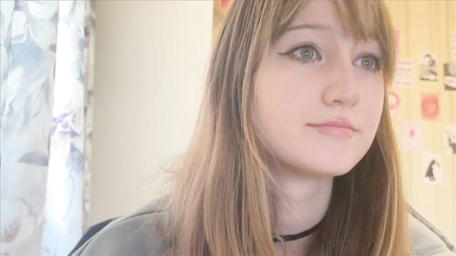 Michelle Neely shy teen Chaturbate camgirl closeup, cute blonde newbie