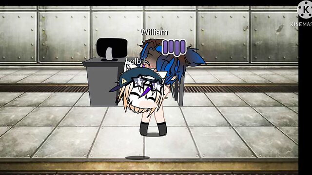 William Afton fucked by blue-haired animatronic in UCN gangbang