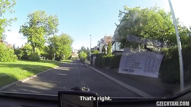 Brunette squirts all over car in outdoor dashcam scene