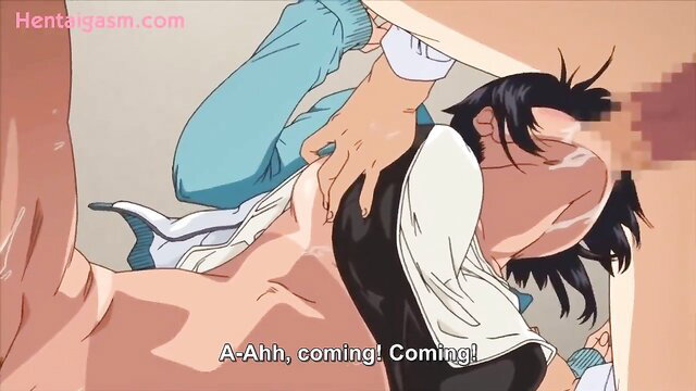 Hentai girl in school uniform rides censored cock to orgasm, intense anime sex