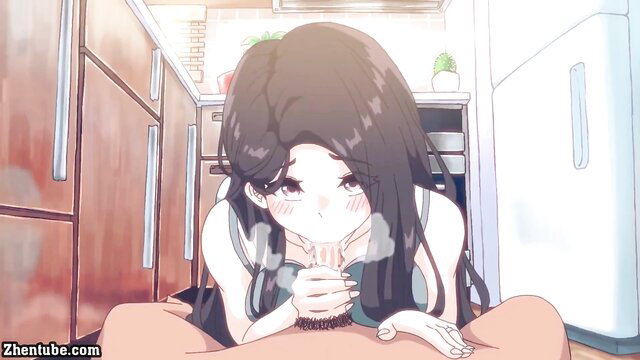 Asian married woman smoking in kitchen, seductive gaze, new JAV 2023