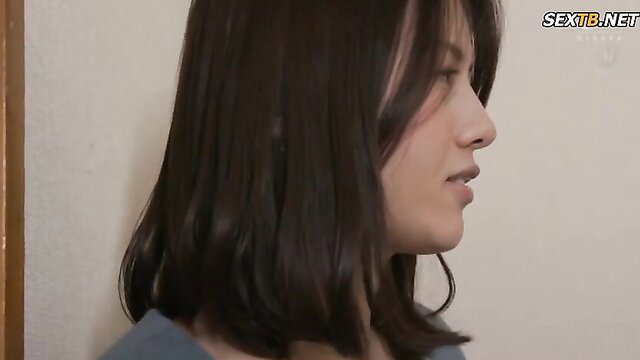 Ayaka closeup profile, seductive gaze in JAV stepmom taboo scene
