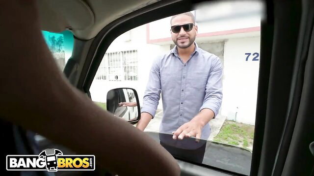 Rose Monroe in Bang Bus with hot Latino guy at car window