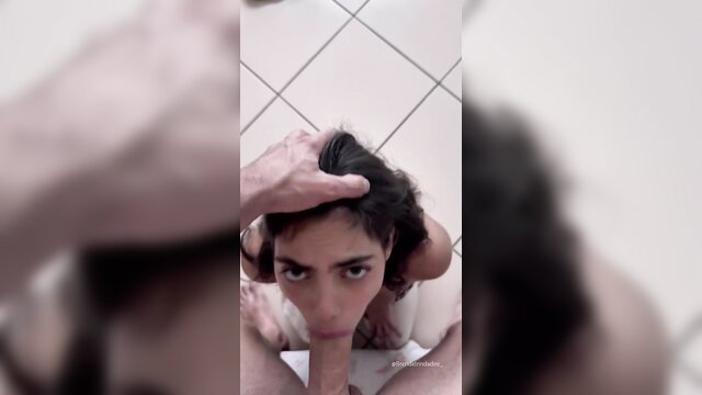 Brenda Trindade POV mouth fucked on knees in bathroom