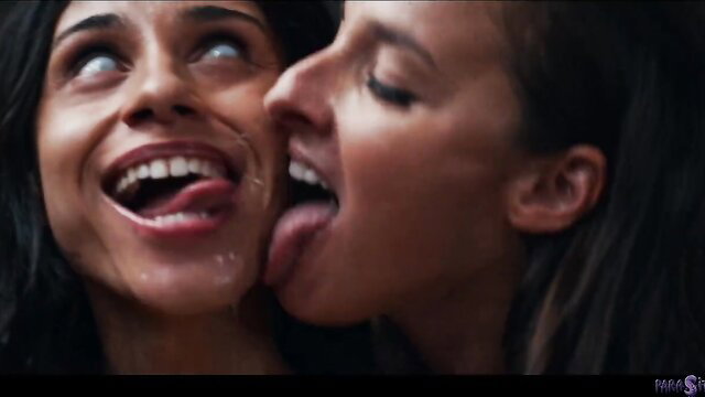 Amirah Adara and Connie Perignon tongues kissing passionately