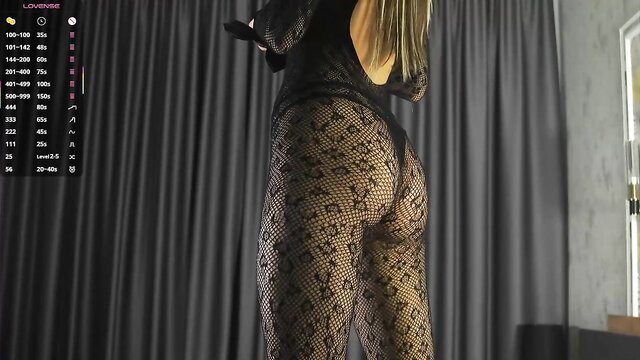 _Ifyouwant_ busty blonde in sheer fishnet bodysuit, thick ass view