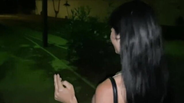 Nadja Lapiedra's hot ass in tight dress, outdoor night tease