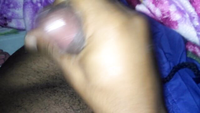 Blurry closeup of hand stroking big brown uncut cock in amateur HD solo