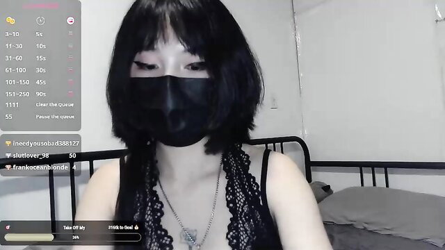 Kitty_krush Chaturbate camgirl in black lace lingerie and mask
