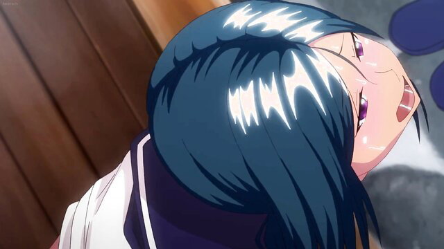 Blue-haired JAV schoolgirl ahegao face fucked on desk ep 2