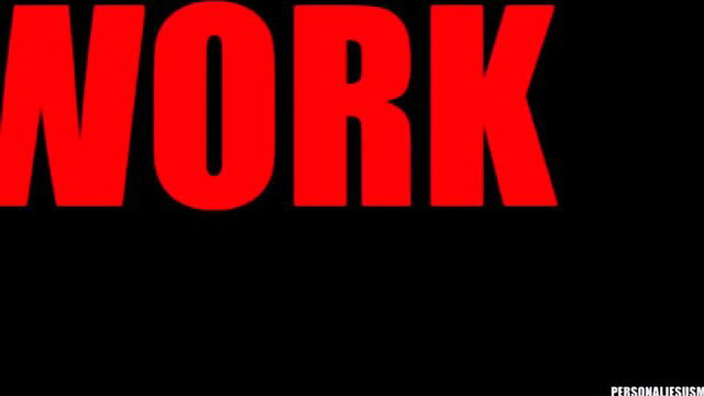 Red WORK text on black, intense adult video thumbnail