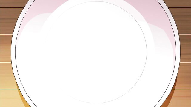 Empty plate on wooden table, elegant pink rim