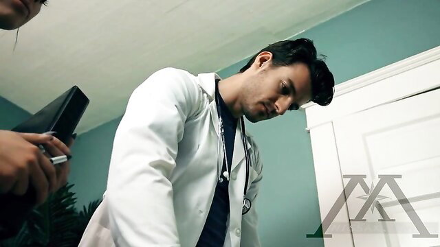 Hot Asian doctor in white coat exam scene Adriana Chechik Megan Rain