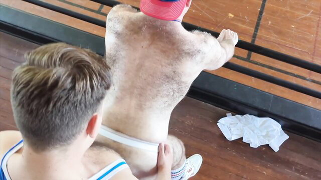 Seattle Dad hairy coach bred by squad in gym gangbang