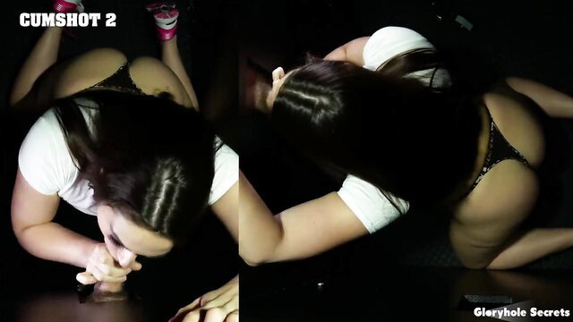 Sophia Burns cumshot on face at gloryhole in car POV