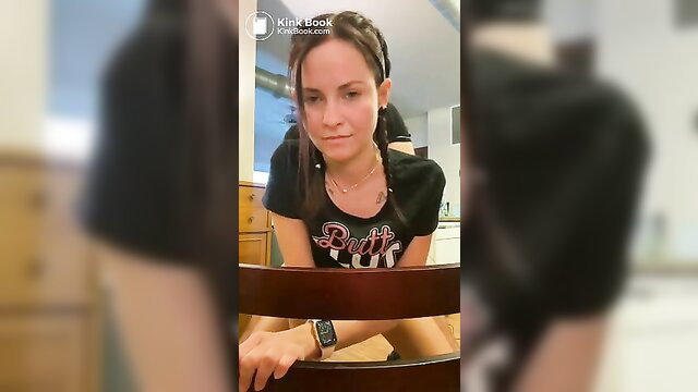 Lilbuttlex in tight Butt shirt, pigtails, teasing amateur look