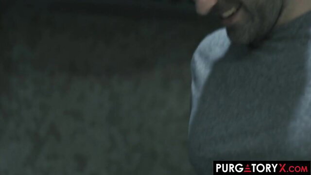 Hotwife smiling seductively in dim light, PurgatoryX My Husband Convinced Me Vol 1 Part 2