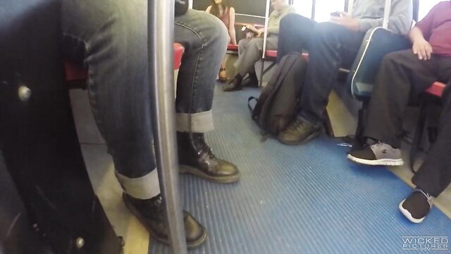 Anastasia Black in public sex on bus with lover, boots up