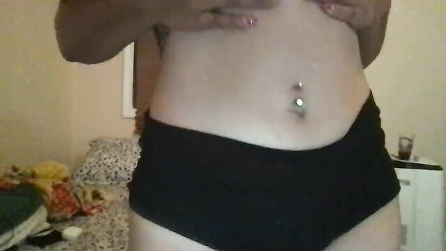 Lissasenpai sexy navel piercing belly in black panties Chaturbate