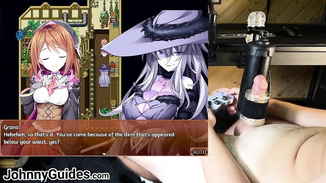 Johnny Guides POV handjob with big tits witch sex toy in game scene
