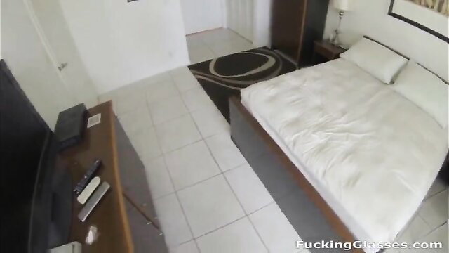 Teen rides big dick cowgirl in hotel room POV porno