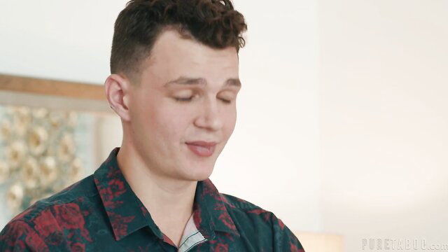 Josh Rivers smiling shirtless in bed, hot mom Dee Williams nearby