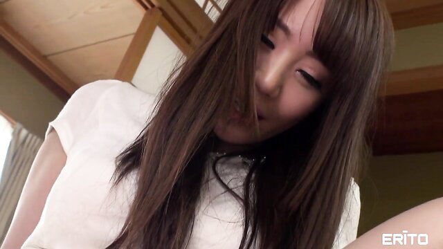 Airi's charming closeup gaze in white top, Erito JAV dream GF
